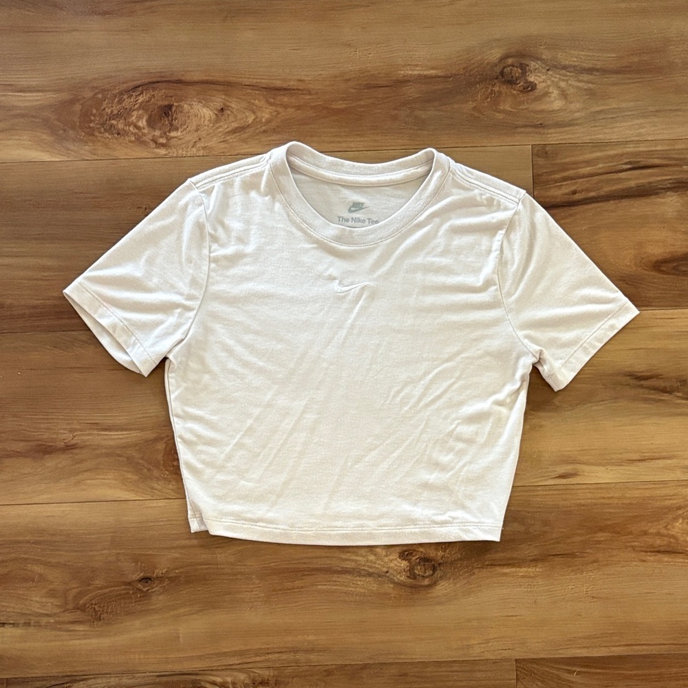 Nike Tan Cropped Center Swoosh Short Sleeve Tee